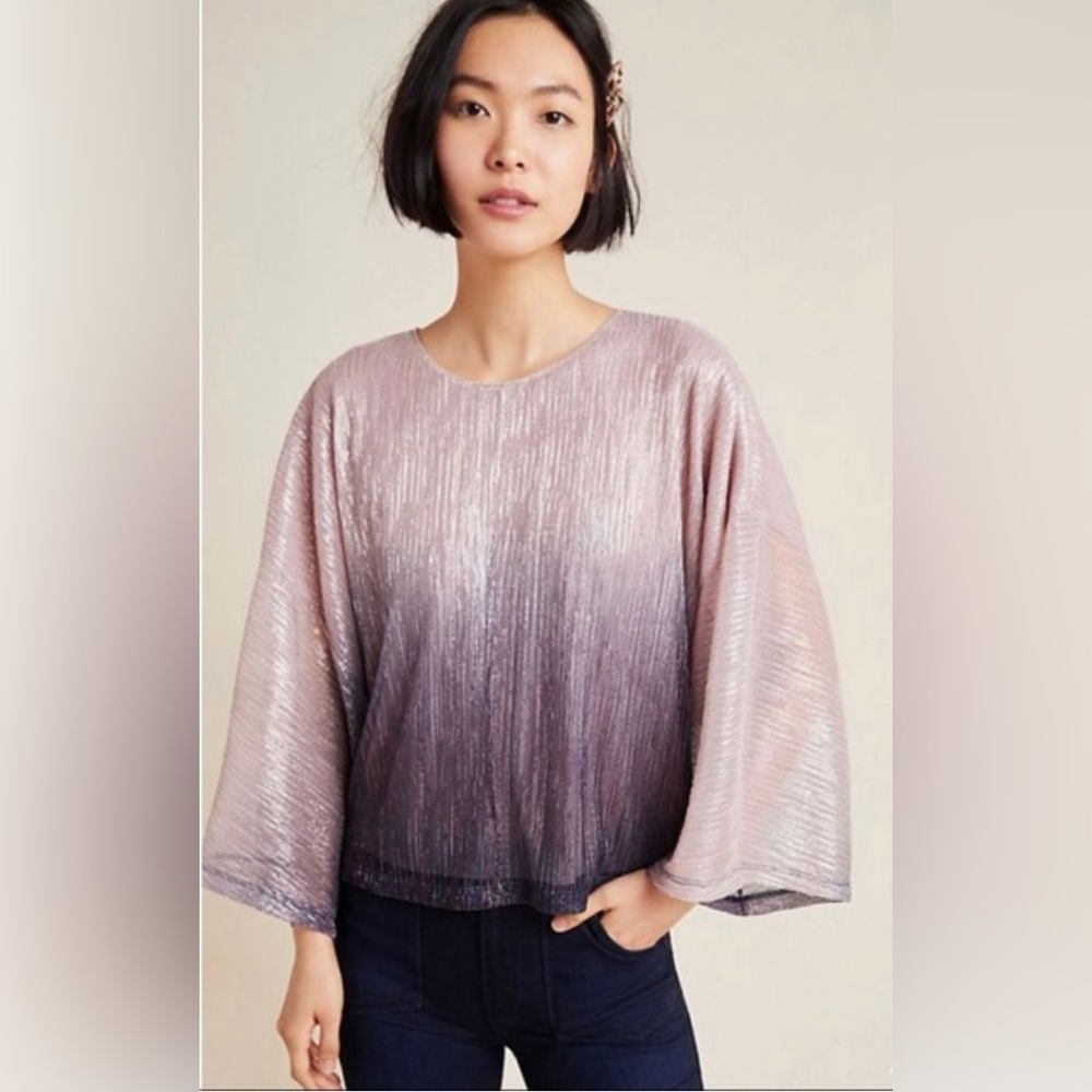 Anthropologie Serena Metallic Ombré Blouse